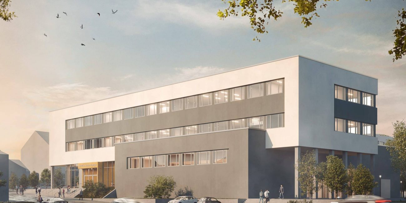 Die PA+ Architekten aus Darmstadt haben den Neubau der Beruflichen Schulen Rheingau in Geisenheim konzipiert.