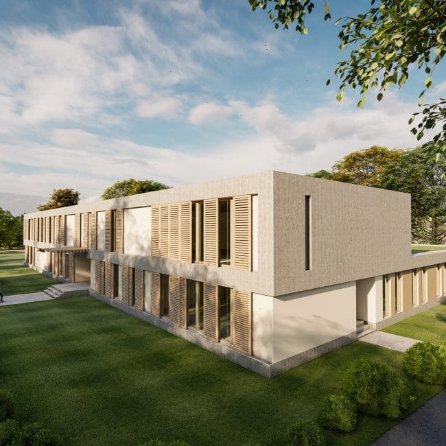 Die PA+ Architekten aus Darmstadt haben eine Konzeptstudie für den Neubau der Jugendhilfereinrichtung Schloss Stutensee entwickelt.